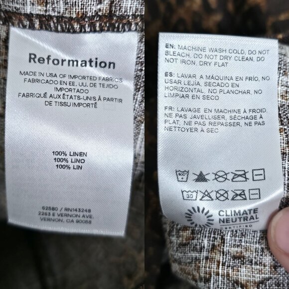 Reformation Madilyn Vesuvio Brown Strapless Linen Mini Dress Size 10 - Picture 8 of 9